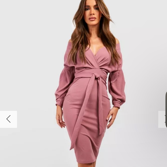 NWT Boohoo MIDI Wrap Dress - Picture 1 of 6